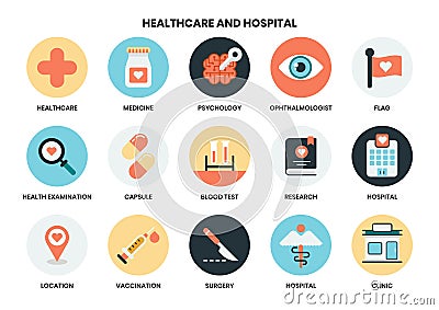 Hospital icons set for business Vector Illustration