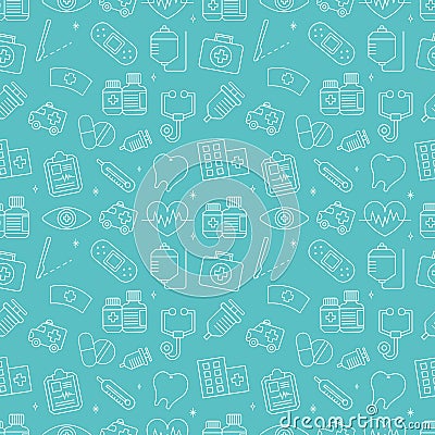 Hospital line icon pattern set Vector Illustration