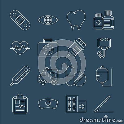 Hospital line icon set Vector Illustration