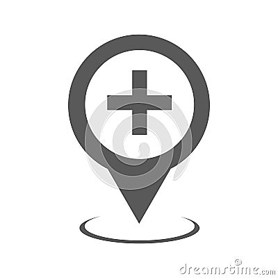 Hospital map pointer icon vector simple Vector Illustration