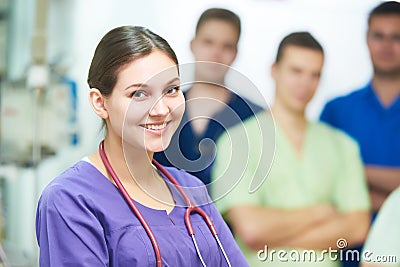 Hospital medic staff. young surgeon doctors team at operation room Stock Photo