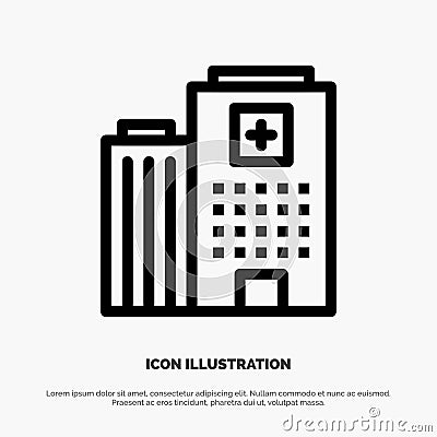 Hospital, Medical, Building, Care Line Icon Vector Vector Illustration