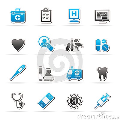 Hospital, medical and healthcare icons Vector Illustration