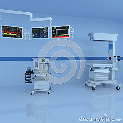 Hospital Medical Hybrid Operating Room 3D rendering on white background Stock Photo