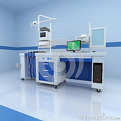 Hospital Medical Hybrid Operating Room 3D rendering on white background Stock Photo