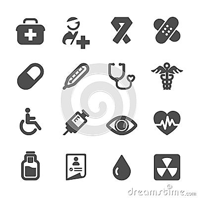 Hospital and medical icon set Vector Illustration
