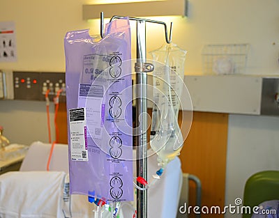 Hospital Medical Intravenous Drip Bags Editorial Stock Photo