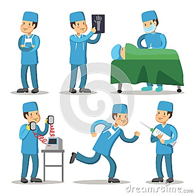 Hospital Medical Staff Character. Surgeon Doctor Cartoon Vector Illustration