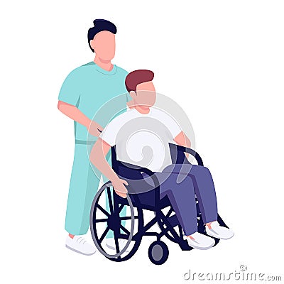 Hospital patient in wheelchair flat color vector faceless character Vector Illustration