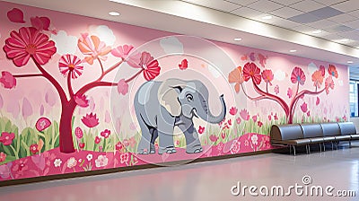 hospital pink and gray elephant Cartoon Illustration