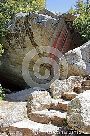 Sequoia National Park, Sierra Nevada, First Nations Pictographs at Hospital Rock, California, USA Stock Photo