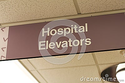 Hospital sign: Hospital Elevators Stock Photo