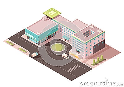 Hospital Isometric Mockup Vector Illustration