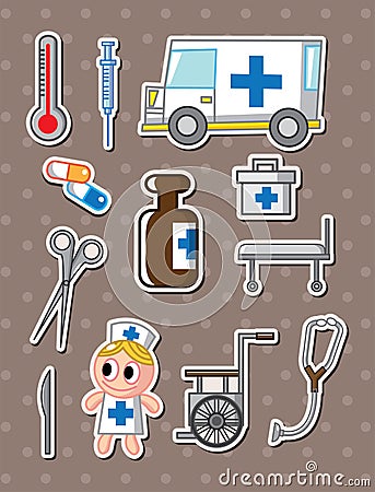 Hospital stickers Vector Illustration