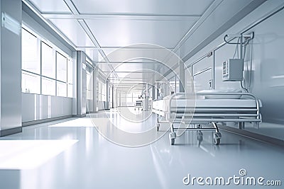 Hospital surgery corridor. Medical hospital corridor room. 3D illustration Stock Photo