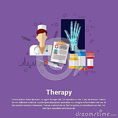 Hospital Therapy Medical Application Health Care Medicine Online Web Banner Vector Illustration