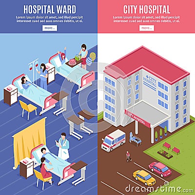 Hospital Vertical Banners Set Vector Illustration