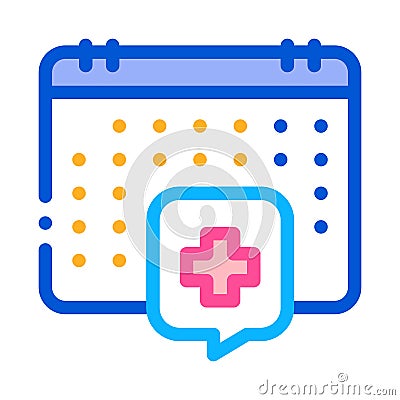 Hospital visit calendar icon vector outline illustration Vector Illustration