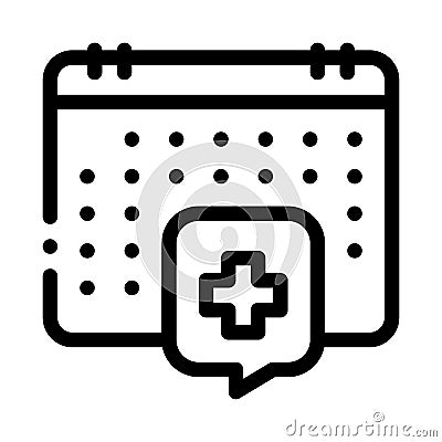 Hospital visit calendar icon vector outline illustration Vector Illustration