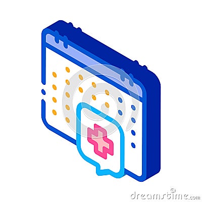 Hospital visit calendar isometric icon vector illustration Vector Illustration