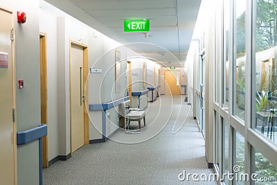 Hospital Ward Hallway Stock Photo