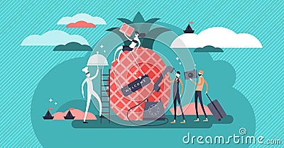 Hospitality flat vector illustration. Abstract image with welcome service. Vector Illustration