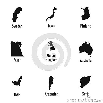 Host country icons set, simple style Vector Illustration