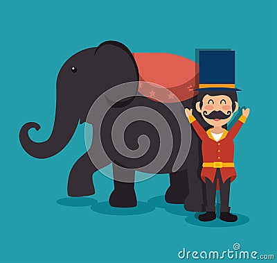 host elephant circus show festival funfair Cartoon Illustration