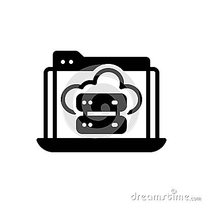 Black solid icon for Hosted, cloud and connecting Vector Illustration