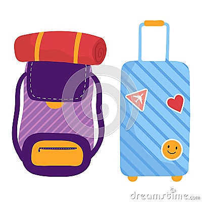 Hostel filled with tourists, trip young people, traveler luggage, Isolated on white, design, flat style vector Vector Illustration