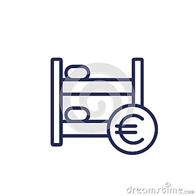 Hostel line icon with euro Vector Illustration