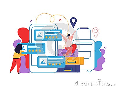 Hostel And Tourists Flat Concept Vector Illustration