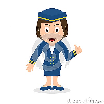 Hostess Cartoon Character with Thumbs Up Vector Illustration