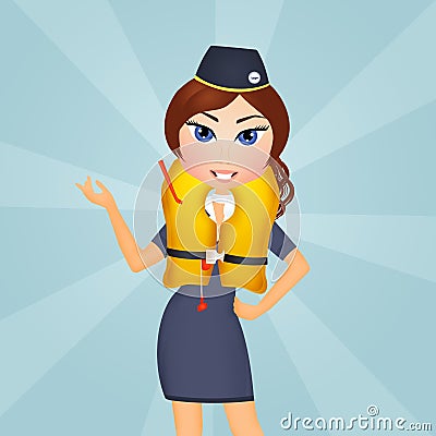 Hostess with the vest of air rescue Stock Photo