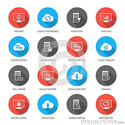 Hosting, server, database and cloud computing Vector Illustration