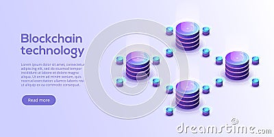 Hosting server isometric vector illustration. Abstract 3d datacenter or data center room background. Network mainframe Vector Illustration