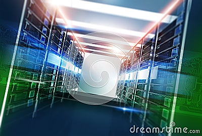 Hosting Servers Room Stock Photo