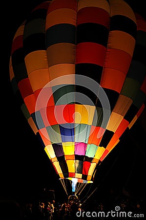 Hot Air Ballon at Night Stock Photo