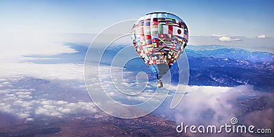 Hot Air Balloon Above Clouds Stock Photo