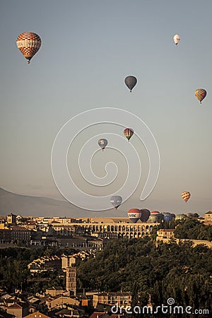 Hot air balloon and blue sky background Editorial Stock Photo