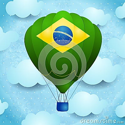 Hot air balloon with Brazilian colors Vector Illustration