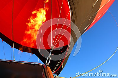 Hot Air Balloon Closeup Fire Stock Photo