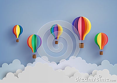 Hot air balloon and cloud Vector Illustration