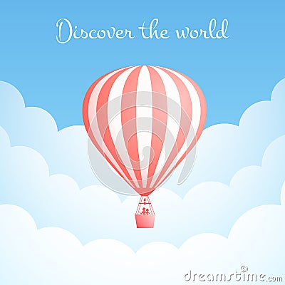 Hot air balloon cloud travel motivation banner Vector Illustration