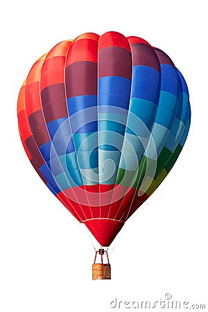 Hot air balloon, colorful aerostat on white, clipping path Stock Photo