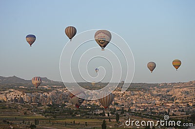 Hot air balloon,early in the morning Editorial Stock Photo