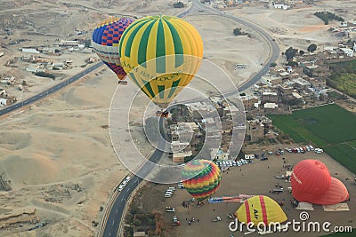 Hot air balloon in Egypt Editorial Stock Photo