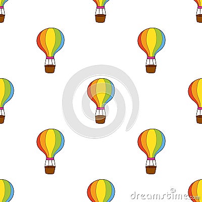 Hot Air Balloon Flat Icon Seamless Pattern Vector Illustration