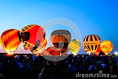 Hot air balloon glow in Ohio Editorial Stock Photo