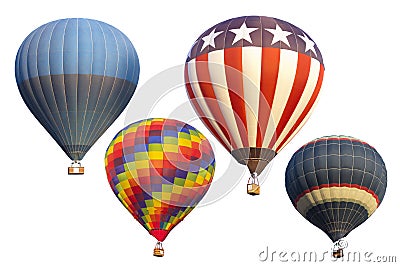 Hot air balloon isolated on white background Stock Photo